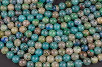 Natural Chrysocolla Beads 6mm 8mm 10mm 12mm Round Real Natural Blue Green Chrysocolla Red Iron Matrix Gemstone Arizona 15.5" Strand