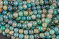 Natural Chrysocolla Beads 6mm 8mm 10mm 12mm Round Real Natural Blue Green Chrysocolla Red Iron Matrix Gemstone Arizona 15.5" Strand