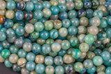 Natural Chrysocolla Beads 6mm 8mm 10mm 12mm Round Real Natural Blue Green Chrysocolla Red Iron Matrix Gemstone Arizona 15.5" Strand