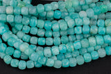 Natural Amazonite Faceted Faceted Cube Beads Size 4-5mm 7.5" Strand