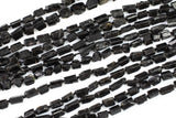 Natural New Organic Cut Matte Rough Raw Unpolished Black Tourmaline Natural Cylinder Shape Beads 15.5" Strand Gemstone Beads