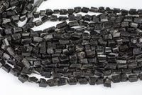 Natural New Organic Cut Matte Rough Raw Unpolished Black Tourmaline Natural Cylinder Shape Beads 15.5" Strand Gemstone Beads