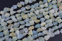 Natural New Organic Cut Matte Rough Raw Unpolished Aquamarine Nugget Beads 15.5" Strand Gemstone Beads