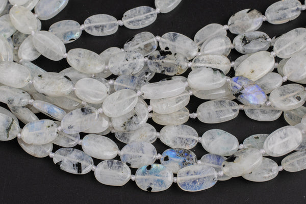 Natural Rainbow Moonstone Oval Shape Beads 15.5" Strand Gemstone Beads-9x15mm