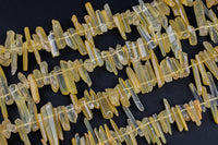 Natural Yellow Hematoid quartz Beads Long Slender Points Spikes Top Side Drilled Freeform 15.5" Strand