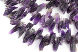 Natural Raw Amethyst Beads Points Spikes Top Side Drilled Freeform 15.5" Strand-