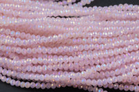 3.5-4mm Crystal Rondelle 1 or 2 or 5 or 10 STRANDS- 13 inch strand- Pink Opal