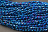 3.5-4mm Crystal Rondelle 1 or 2 or 5 or 10 STRANDS- 13 inch strand- Blue Metallic