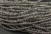 3.5-4mm Crystal Rondelle 1 or 2 or 5 or 10 STRANDS- 13 inch strand- Half Dark Silver