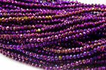 3.5-4mm Crystal Rondelle 1 or 2 or 5 or 10 STRANDS- 13 inch strand- Purple Metallic