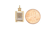 1 pc 18k Perfume Bottle CZ Charm, Movable Center Piece, Pendant- 10x20mm