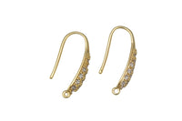 2 pc 18k CZ Earring Ear wire Finding - 16mm