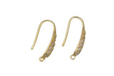 2 pc 18k CZ Earring Ear wire Finding - 16mm