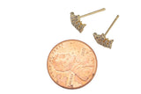 2 pc 18k CZ Crown Stud Earring Stud Finding - 8mm