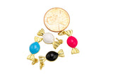 1 pcs Dainty Enamel Candy Charm, Candy Wrapper 18kt Gold Charm- 8x18mm