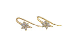 18kt Gold Star Earring Hook Wire CZ Earring, dainty Hoops, gold ear Hoops minimalist jewelry- 2 pcs fish hook earrings