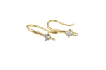 18kt Gold Earring Hook Wire CZ Earring, dainty Hoops, gold ear Hoops minimalist jewelry- 2 pcs fish hook earrings