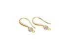 18kt Gold Earring Hook Wire CZ Earring, dainty Hoops, gold ear Hoops minimalist jewelry- 2 pcs fish hook earrings