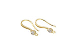 18kt Gold Earring Hook Wire CZ Earring, dainty Hoops, gold ear Hoops minimalist jewelry- 2 pcs fish hook earrings