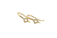 18kt Gold Earring Hook Wire CZ Earring, dainty Hoops, gold ear Hoops minimalist jewelry- 2 pcs fish hook earrings