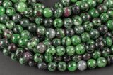 Natural Ruby Zoisite 4mm 6mm 8mm 10mm Round Beads 15.5" Strand