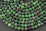 Natural Ruby Zoisite 4mm 6mm 8mm 10mm Round Beads 15.5" Strand
