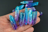 Aqua Aura Quartz Crystal Point (~1" - 1.5") - Bi Color Aqua Aura Quartz Point - Quartz Stone- Healing Crystals & Stones- Raw Shard Quartz