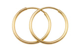 1 Pair, 2 Pcs Thin 14K Gold Filled Endless Hoop Earrings 1/20 inch Thickness 1/2 inch diameter USA Product