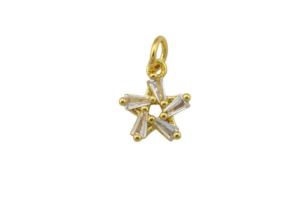 1 pc 18k Star CZ Charm, Pendant- 8mm