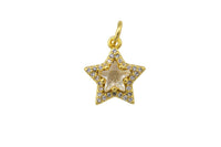 1 pc 18k Star CZ Charm, Pendant- 12mm