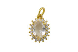 1 pc 18k Oval CZ Charm, Pendant- 9x13mm