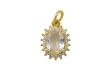 1 pc 18k Oval CZ Charm, Pendant- 9x13mm