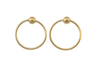 1 pair Gold Filled Ball Hoop Earrings - 14/20 Gold Filled- USA Product- 12mm with 3mm bead - Round Earwire