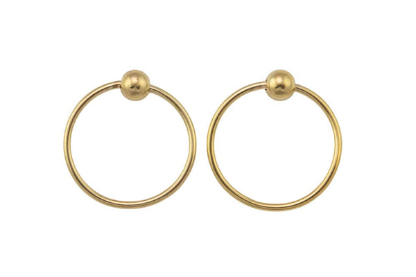 1 pair Gold Filled Ball Hoop Earrings - 14/20 Gold Filled- USA Product- 12mm with 3mm bead - Round Earwire