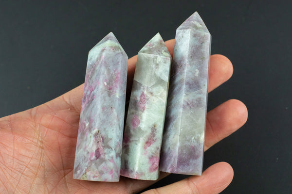 1 Pc Natural Purple Tourmaline Obelisk Tower Point wand healing crystal