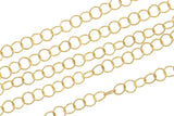 Gold Filled Texturized Round Chain, 3.4mm, Wholesale, BULK Low Price, Chain by foot Permanent Jewelry Chain