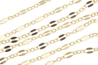 Gold Filled Flat Tubed Chain, 3 plus 1 Oval Links, Wholesale, USA Made, Chain by foot