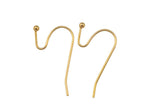 Ball Earring Earwire Fishhook Fish Hook 23mm - Gold Plated - About 5 pairs / 10 pieces per order