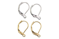 Leverbacks lever backs. Gold leverbacks. 18K Gold plated, Gunmetal or White Gold 11x15mm across. 6 pieces / 3 pairs.