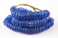 African Glass Beads - approx 16mm Clear Aqua Beads - Blue - Recycled African Sea Glass Beads - Made in Ghana Africa