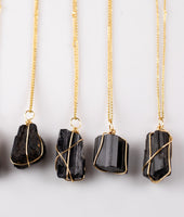 Raw Black Tourmaline Necklace Pendant Handwrapped in USA Natural Healing Crystal Chakra Stone Tourmaline Necklace Tourmaline Jewelry