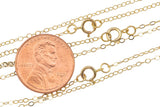 14K GOLD FILLED Necklace Chain Made in USA Wholesale Delicate Everyday Chain, 1.3 to 1.5mm Flat Finished Cable w/ Spring Clasp High Quality