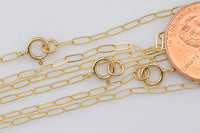 Gold Filled Paper Clip Necklace- Assorted Length- Read to Wear-2x5mm- USA Made Permanent Jewelry Chain