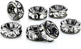 Natural High Quality. 6-12mm RHINESTONE SPACERS - Gunmetal or Bronze Plated - AAA Quality 100 pcs. Gemstone Beads