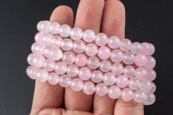 Natural Rose Quartz Bracelet Smooth Round Size 6mm and 8mm 7-7.5" Length Bracelet Crystal Bracelet