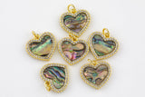 1 pc 18k Gold Heart Micro Pave, Heart Charms, Lock Necklace Earring Charms, CZ Pave- 16mm