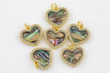 1 pc 18k Gold Heart Micro Pave, Heart Charms, Lock Necklace Earring Charms, CZ Pave- 16mm