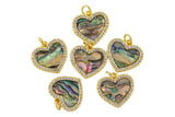1 pc 18k Gold Heart Micro Pave, Heart Charms, Lock Necklace Earring Charms, CZ Pave- 16mm