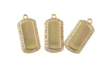 1pc 14k Gold with Micro Pave Military tag CZ pendant Celestial Jewelry Necklace Component- 8x16mm