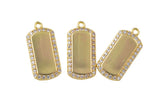 1pc 14k Gold with Micro Pave Military tag CZ pendant Celestial Jewelry Necklace Component- 8x16mm